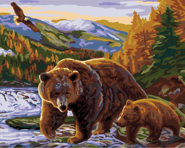 HUACAN cuadros por números animales pintura al óleo por números Kits de oso dibujo lienzo DIY invierno pintado a mano decoración del hogar: SZHC575