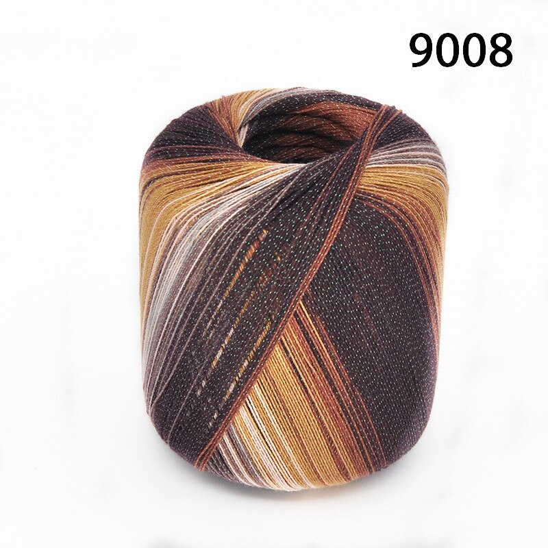 50g/ kugle bomuld metallisk blonder regnbuegarn farverig tynd tråd til hækling strikning  by 1.55mm hæklenåle