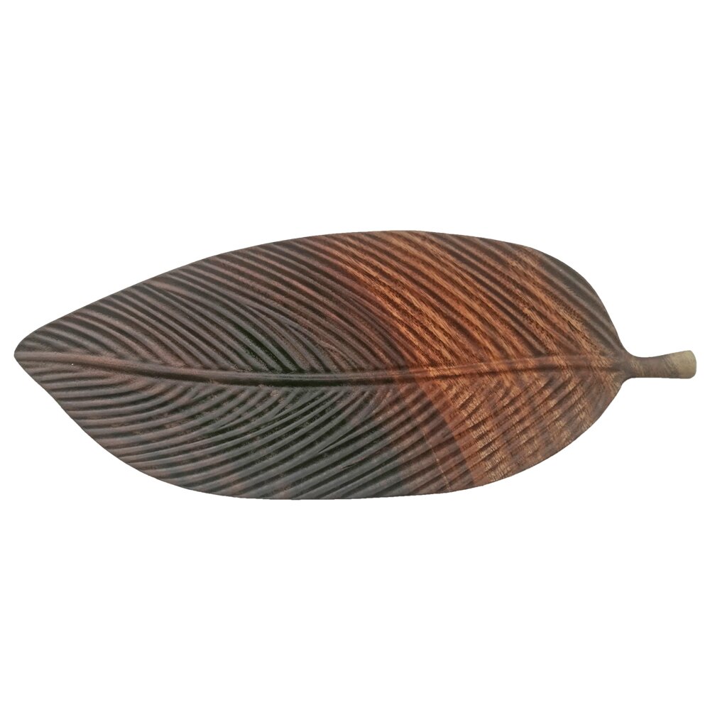 Plato de madera con patrón de hojas tallado a mano, plato de fruta, platillo, bandeja de té, postre, cena, Pan, platos de madera japoneses de forma Irregular