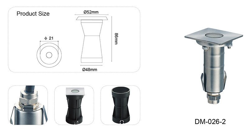 LED Maahan Upotettava Valaisin 1W 85-265V IP68 Ruostumaton Teräs 120° Laaja Valokeila Himmennettävä