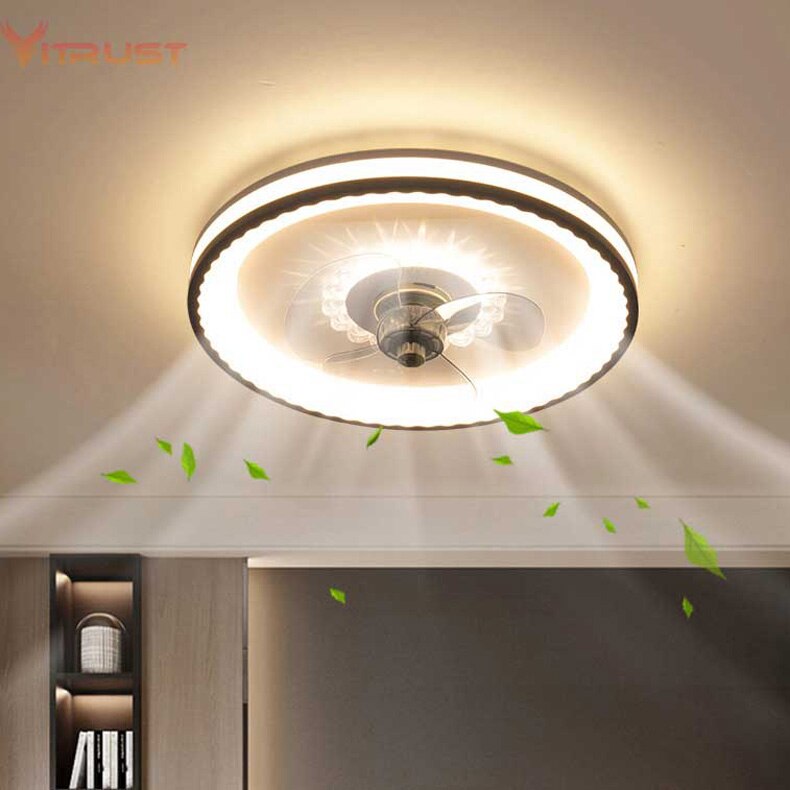 Usynlig vifte ledd taklampe fjernkontroll dimbar ultrastille kan timing vifte led 36w