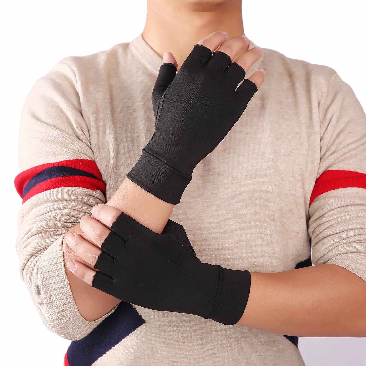 Halvfinger kompression arthritis handsker til anti gigt terapi reumatoid arthritis kur lindring hånd ledsmerter vinter varm