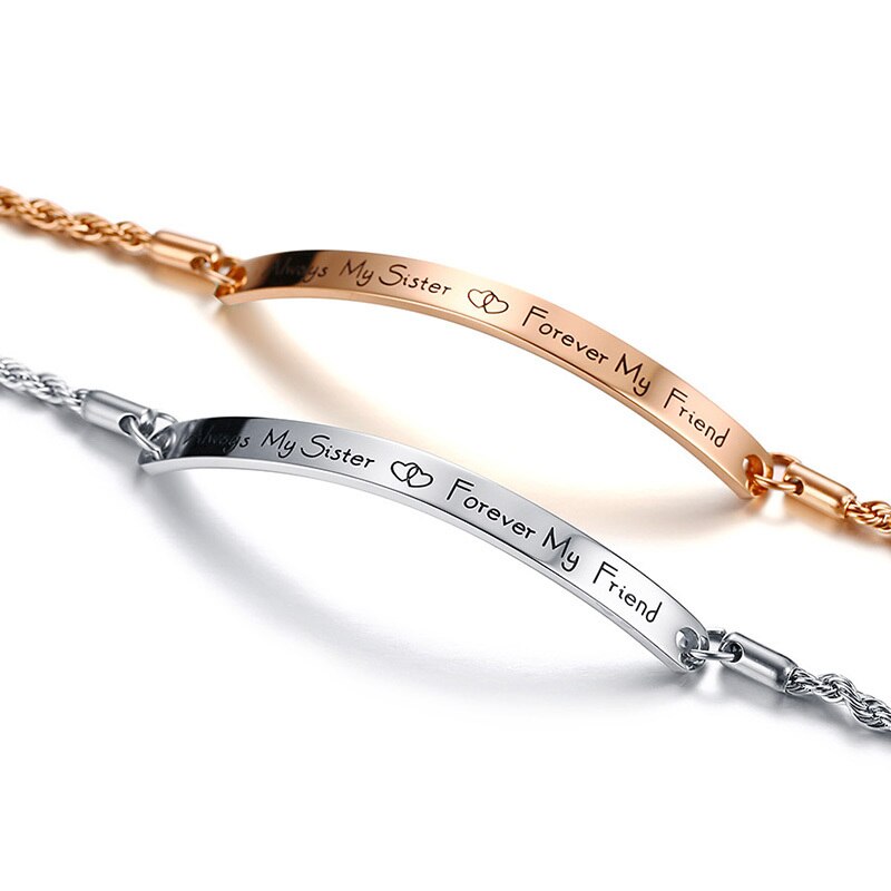 Vnox Beste Vriend Zus Armbanden Vriendschap Sieraden Rose Goud Rvs Ketting