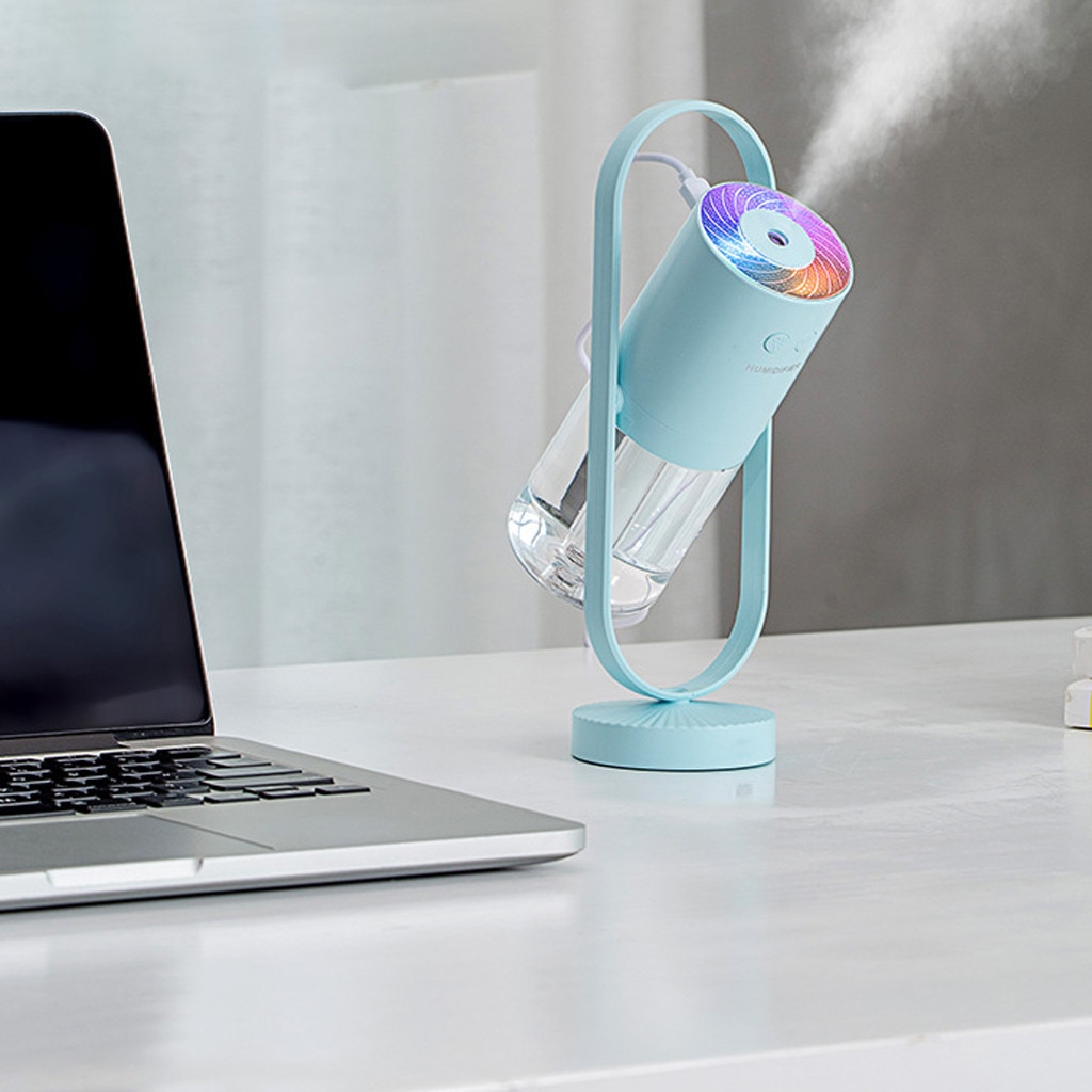 360 Degrees Usb Air Humidifier Purifier Aroma Diffuser Steam Led Colorlamp Ultrasonic Aromatherapy Car Home Diffuser Mist Make: Blue