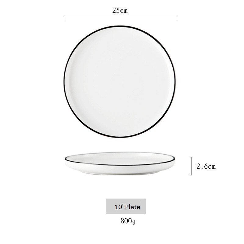 Eenvoudige Nordic Stijl Plaat Set Witte Keramische Platen Ronde Plaat Vierkante Plaat 20cm 25cm