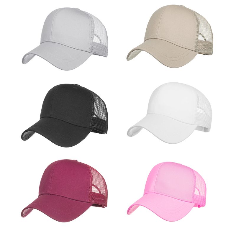 Outdoor Sunshade Ponytail Baseball Cap Women Messy Bun Tennis Hat Adjustable Cap