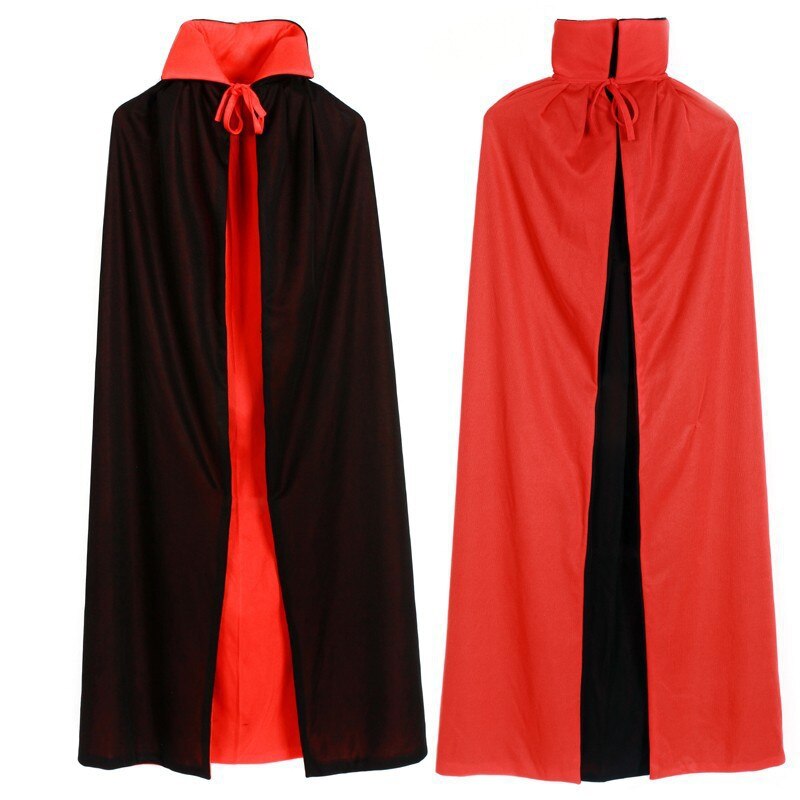 Halloween kostymer för pojkar och flickor män krage eller huva död vampyr mantel cape klänning röd svart 2 sida bära festrock