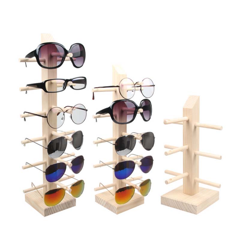 Hunyoo solbriller briller træ display stativer hylde glas display vise stativ holder stativ muligheder naturligt materiale