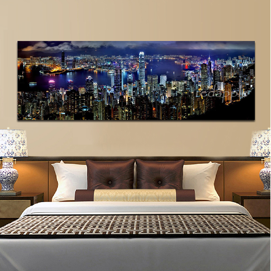 Woondecoratie diamant Schilderij kruissteek kits Hong Kong City Night Scene diamond mozaïek rhinestone grote foto stickers