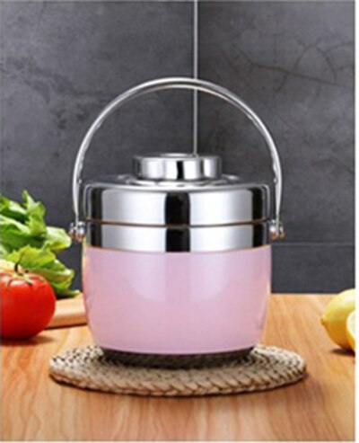 Termo portátil de acero inoxidable para comida, caja de almuerzo al vacío de 6-12 horas, tarro de sopa de 1,2/1.5L, caja Bento aislada, contenedor a prueba de fugas: Pink / 1.5ml