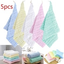 5pcs/set 30*30CM Baby Face Hand Towel 100% Cotton Gauze 6 Layers Infant Wash Cloth Saliva Towel Toddler Face Towel