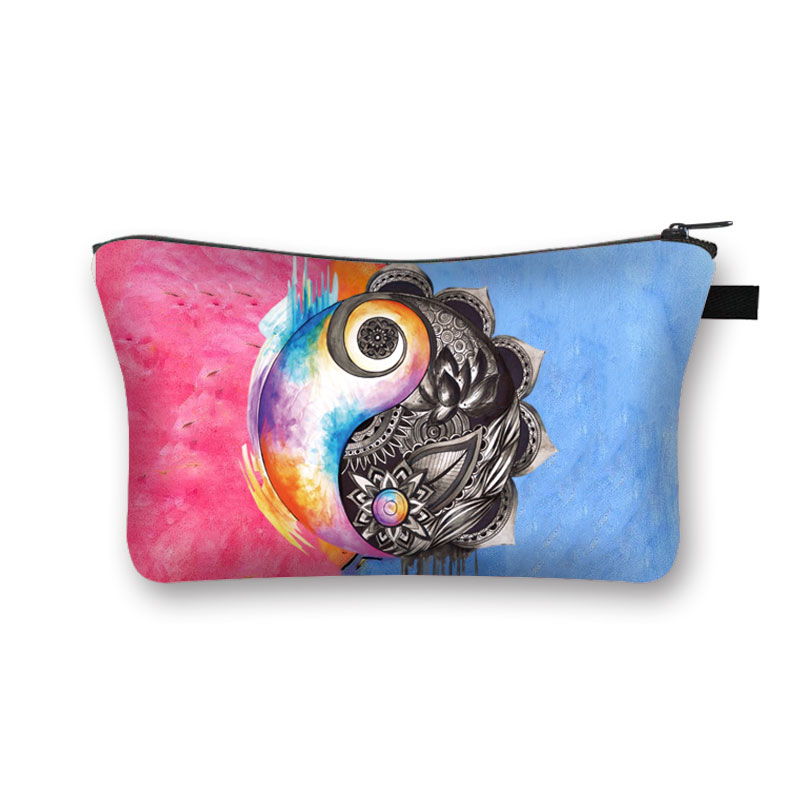 Mandala Flower Print torby kosmetyczne damskie kosmetyczka damska wielokolorowy wzór śliczne etui kosmetyczne do podróży