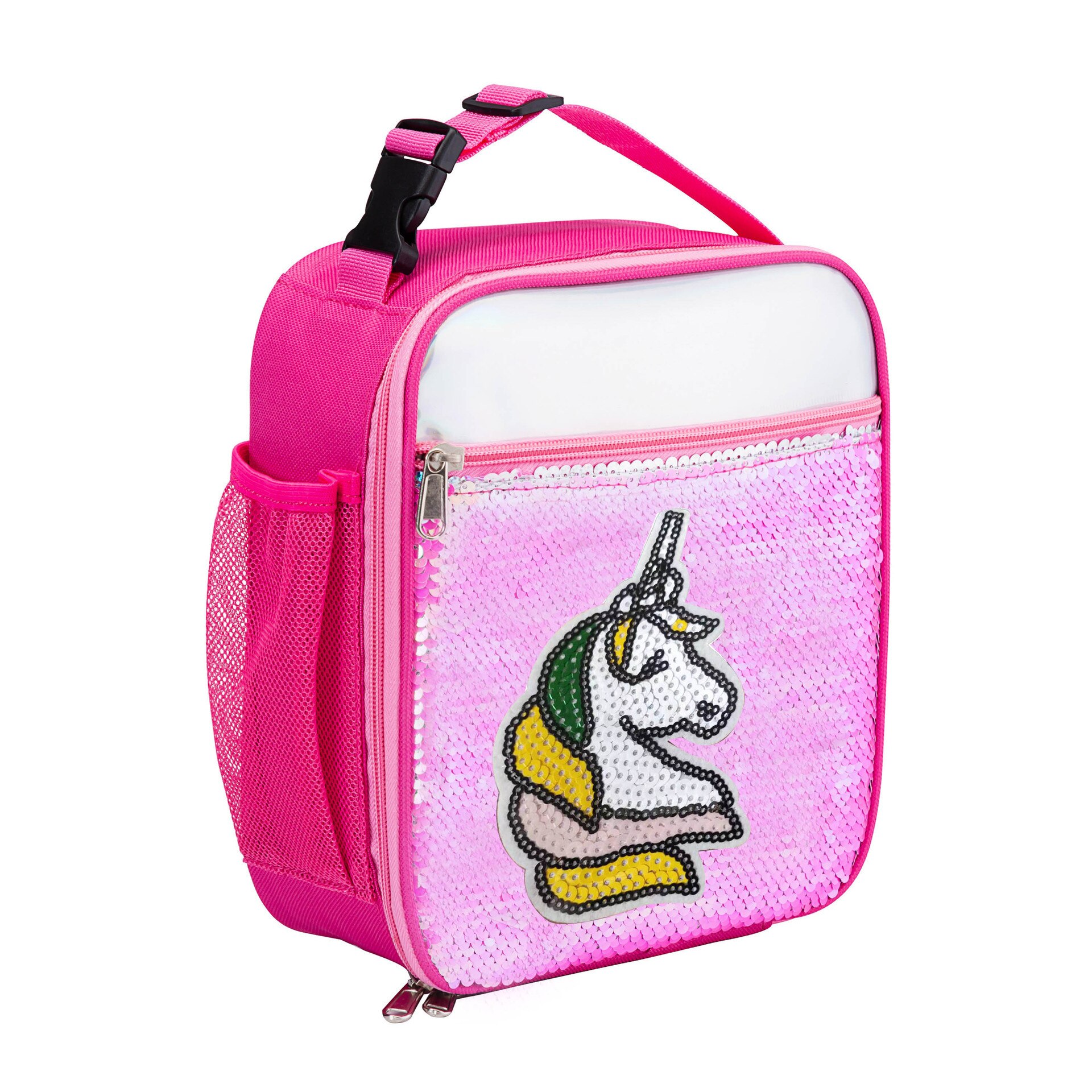 Mode Waterdichte Reverse Sequin Geïsoleerde Kinderen Meisjes Jongen Lunchbox Glitter Draagtas Koeler Picknick Zakje Voor Voedsel: Unicorn Rose