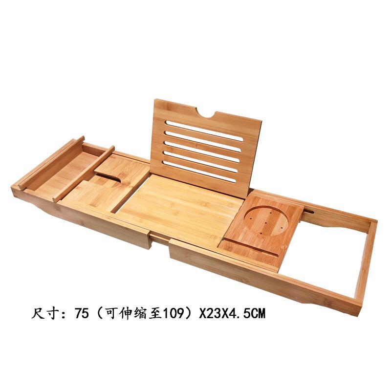 Bamboo Bathtub Tray Bathroom Shelf Accessories Extendable Bath Tray Adjustable Wine Rack Tablet Book Organizer Serving Tray: bamboo Single Box