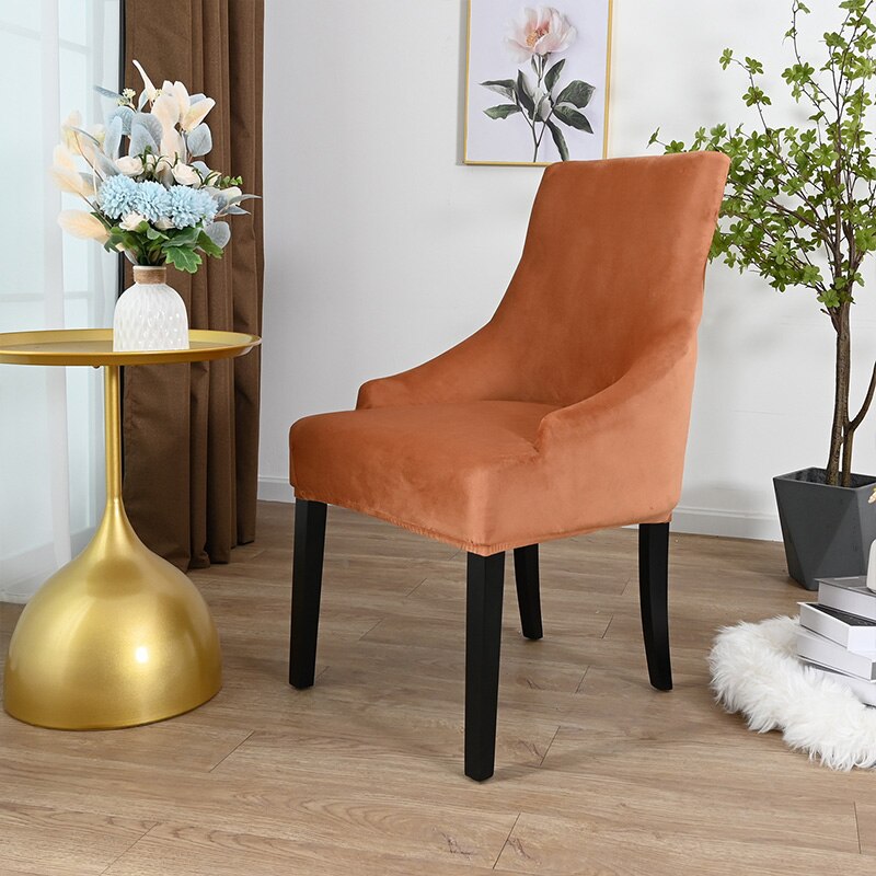 Aksamitna czernica pokrowiec na krzesło do jadalni salon Stretch Wingback krzesło narzuty elastyczny fotel z uszakami pokrywa do jadalni kuchnia: camel