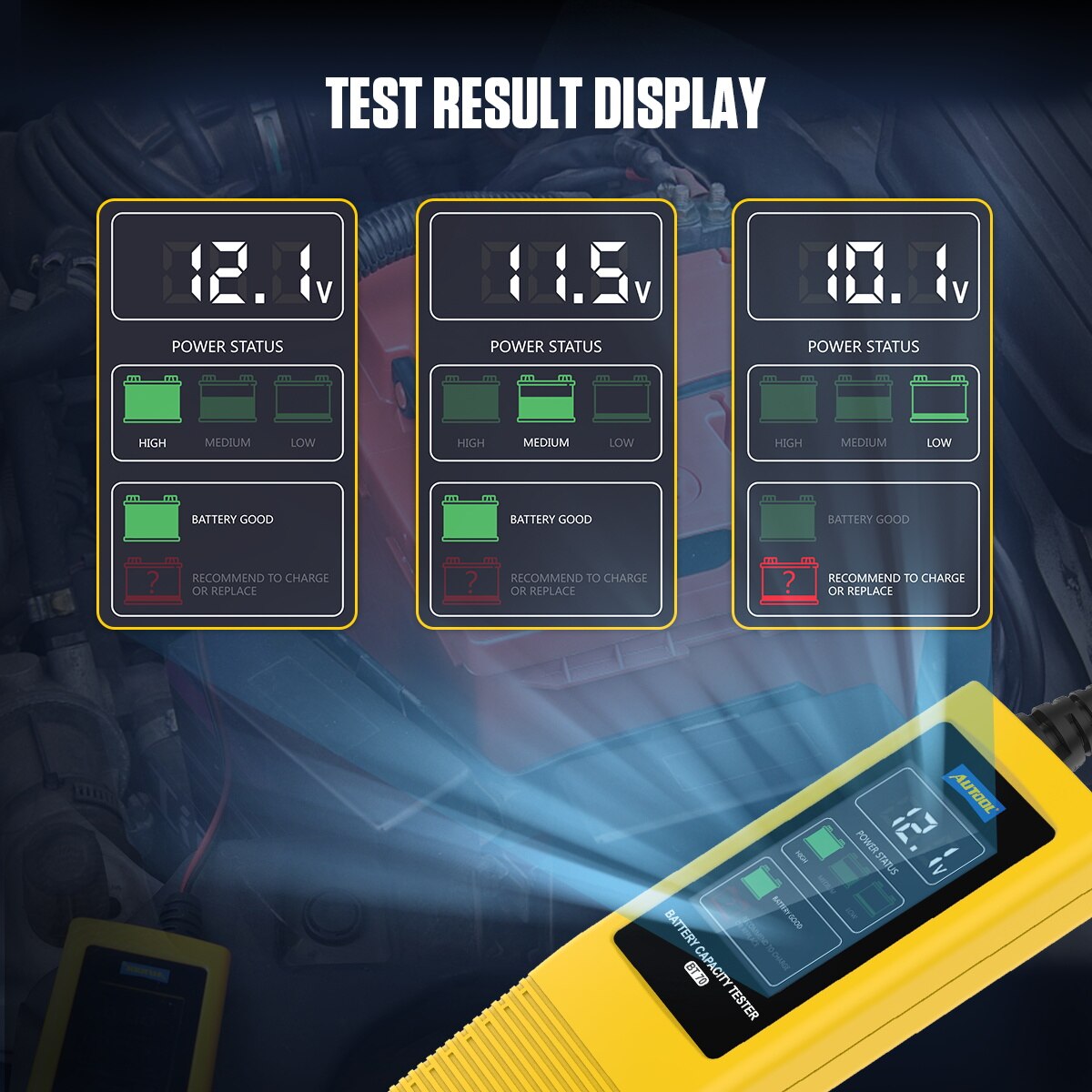 AUTOOL BT70 Car Battery Power Tester Monitor Battery Testing Tool Battery Status Display Tools