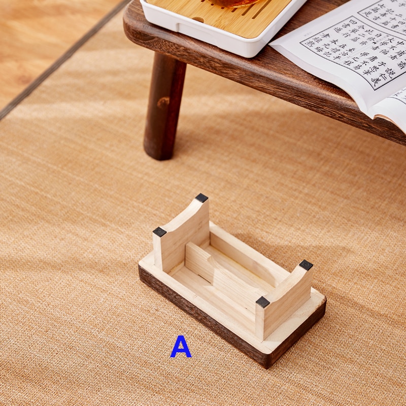 Mini antik vikbar trä låg pall rektangel barnpall bärbar japansk stil asiatisk traditionell möbel tatami matta
