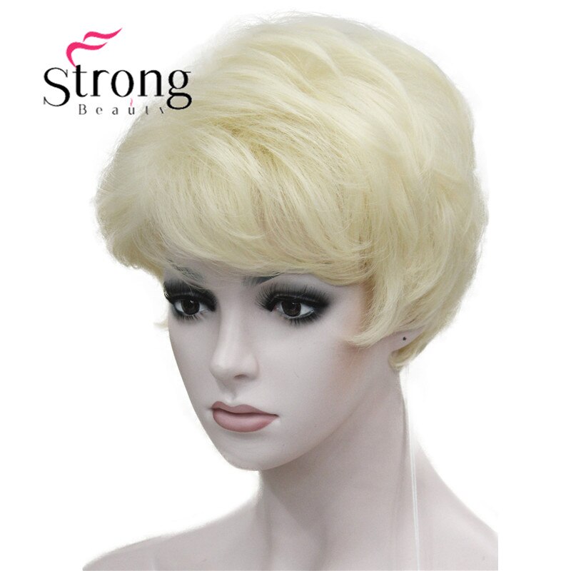 StrongBeauty Dame Frauen Kurze Syntheic Natürliche Welle Perücken Licht Braun Haar Perücke FARBE ENTSCHEIDUNGEN: 613 hell blond