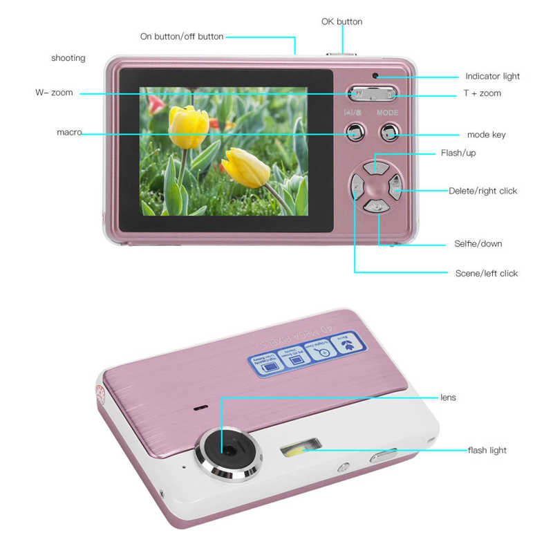 Mini Video Camera with 16x Digital Zoom 2.4 Inch IPS HD Screen Macro Camera Rechargeable for Record Video for Beginners for Take