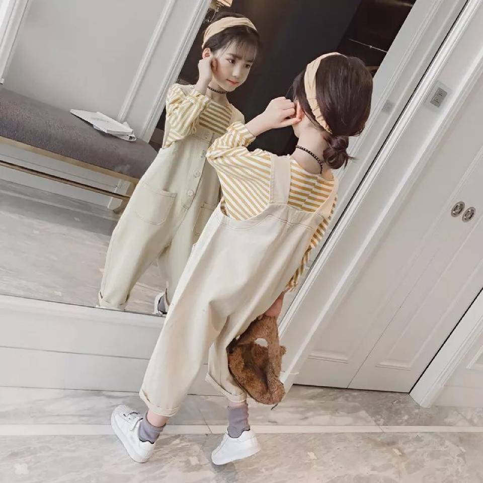 Qualidade quente 2020 solto casual meninas macacão para a primavera outono roupas infantis crianças 3-4-6-8-10-12 idades bebê meninas calças
