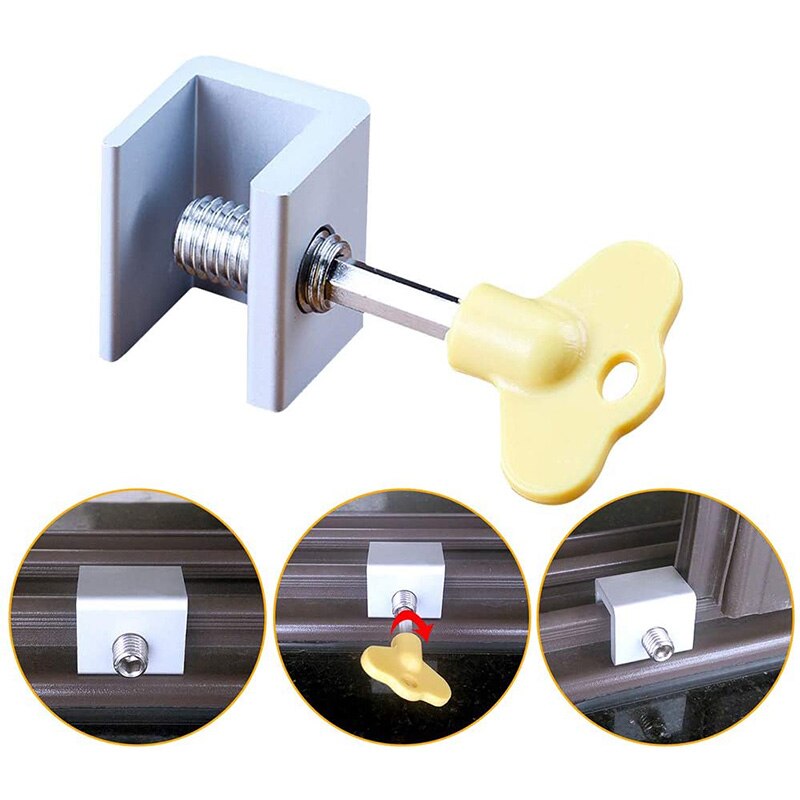 Aluminum Window Stopper Lock Door Frame Security Locks Adjustable Sliding Window Locks with Key Patio Door Lock