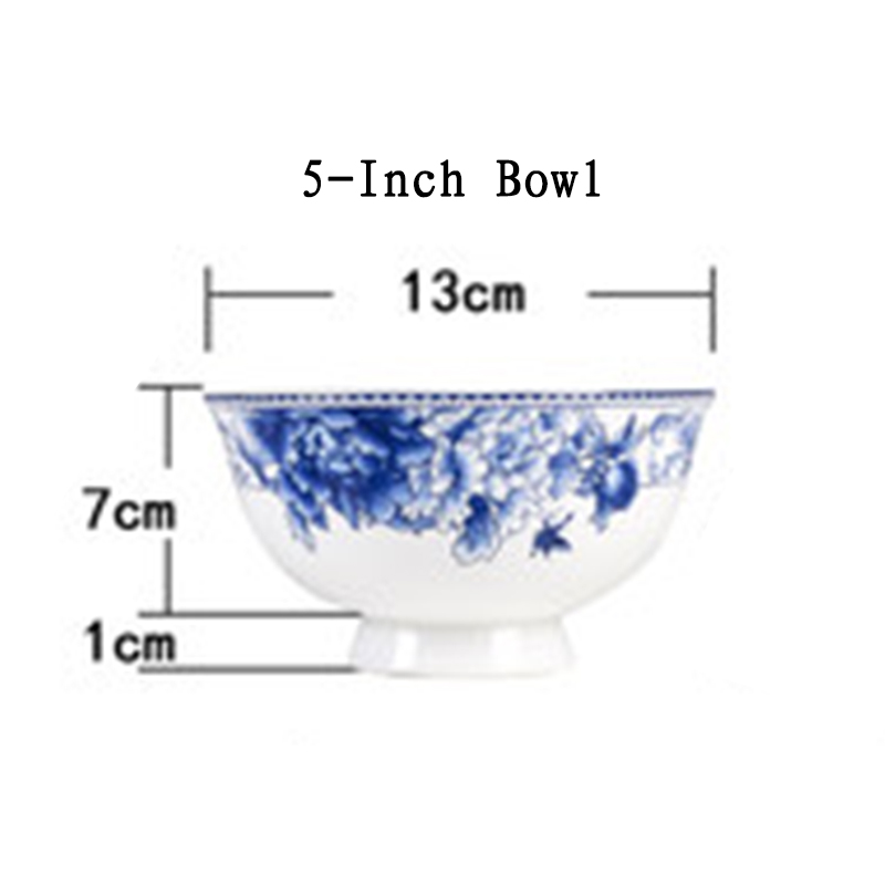 Blue and white porcelain Rice Soup Bowl Chinese Style Ceramic Bowl Mixing Bowl: 5 inch A