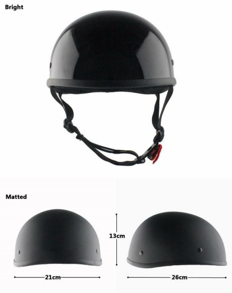 Motorfiets Half Helm Met Zonnescherm Quick Release Strap Half Gezicht Fit Voor Mtb Fiets Cruiser Scooter Harley Sml matte Black
