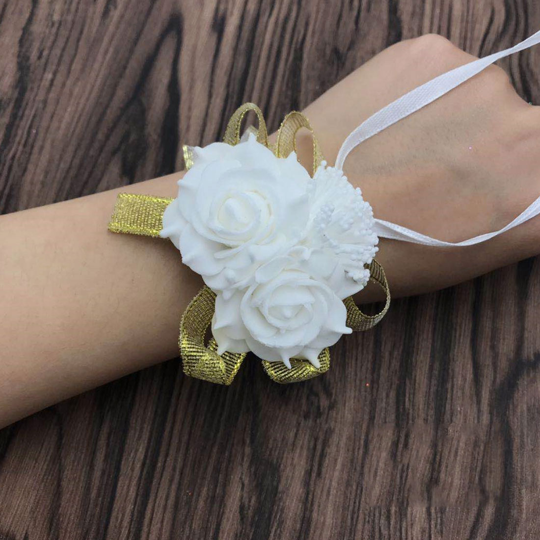 Flores artificiales para novia para bailar de boda decoración nupcial accesorios para baile de graduación ramillete de muñeca dama de honor flores de mano