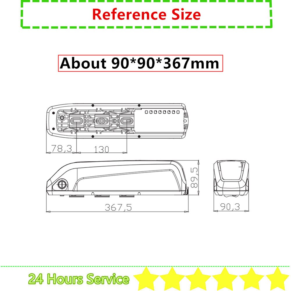40 50 52 56 pcs 18650 cells Hailong Hailong1 Ebike Battery Case 24V 36V 48V 52V Down Tube Shark Electric Bike Battery Box