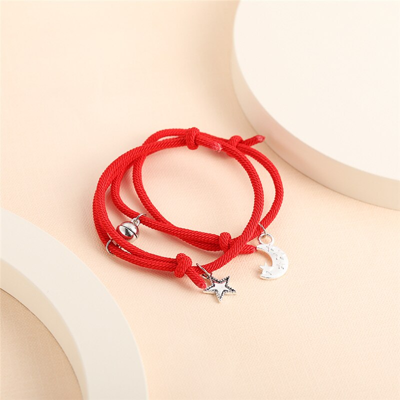 2 Pçs/set Casal Pulseira Ímã Bola Correspondência Pulseiras Amante Lua Estrelas Pulseira Magnética Pulseiras Da Amizade do Dia Dos Namorados: OV5403602