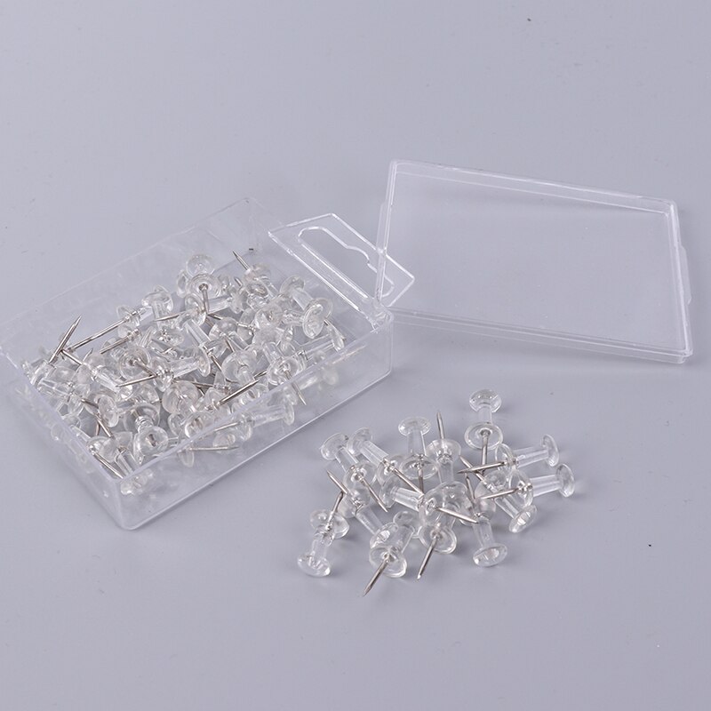 50pcs/set Plastic Transparent Rose Gold Push Pins Thumb Thumbtack Board Pins Drawing Photo Wall Studs Office School Supplies