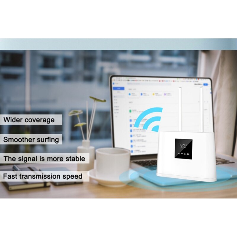 4G Wifi Router Unlocked 4G SIM ROUTER with Slot 150Mbps Wireless Router 2PCS External Antennas WAN/LAN Port (EU Plug)