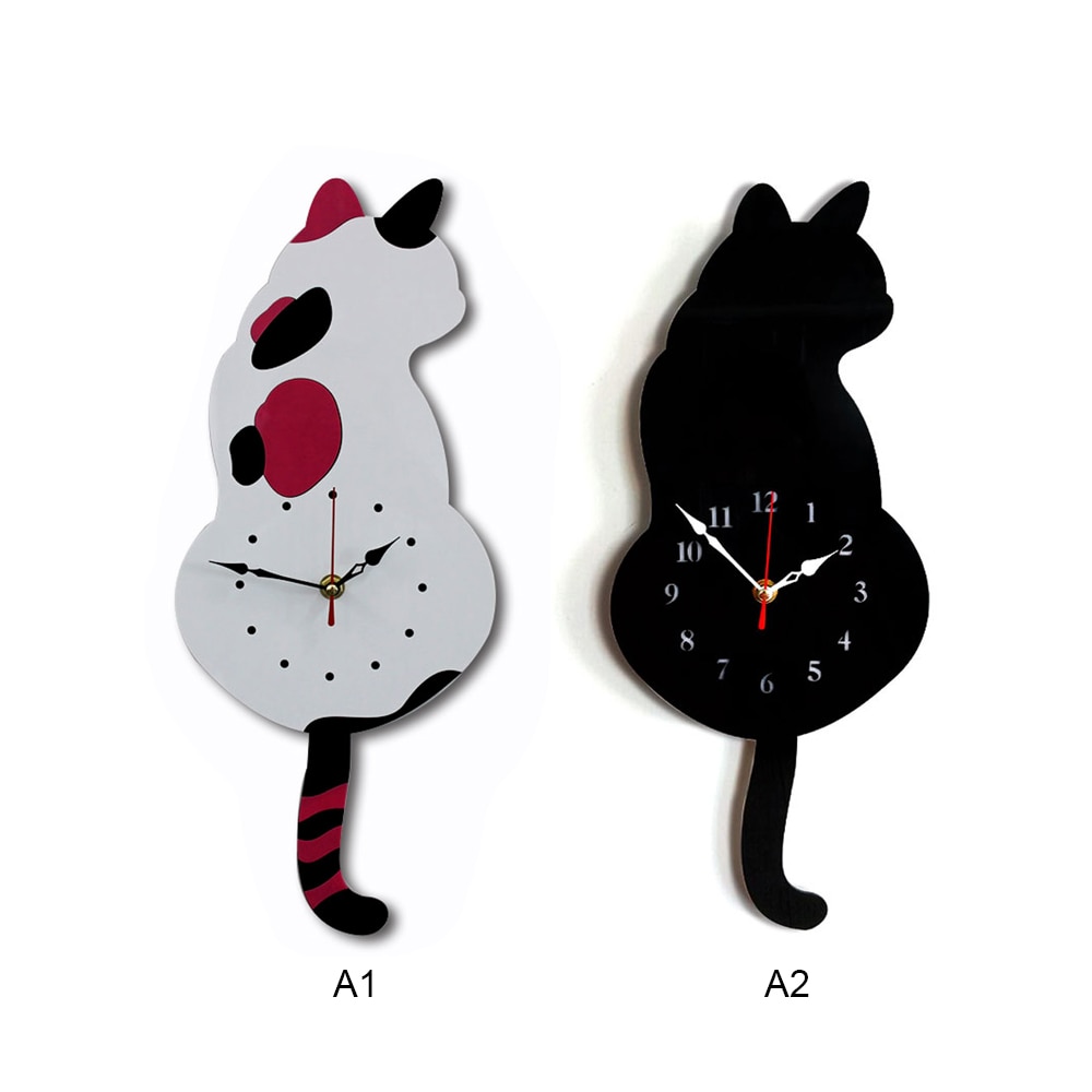 Wall Decoration Wagging Tail Cat Wall Clock For