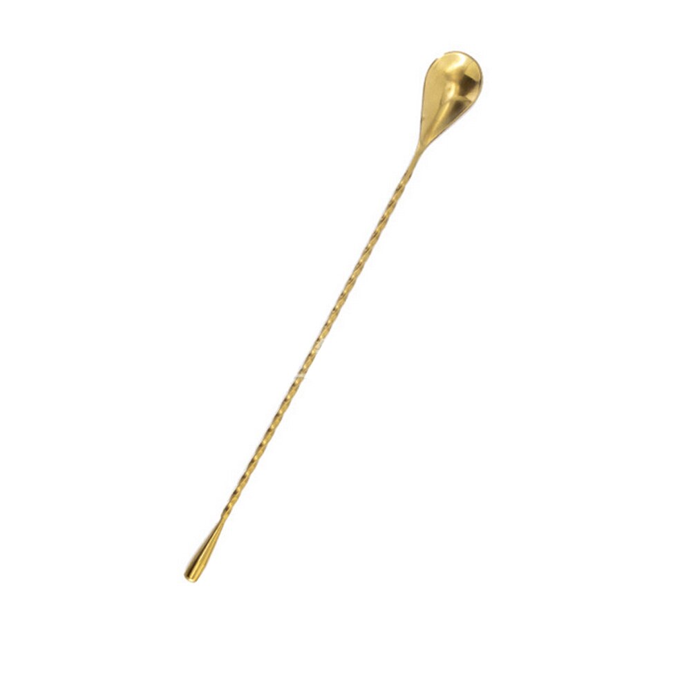 Mango largo mezcla cuchara de acero inoxidable Barra de cuchara mango espiral agarre accesorios de cocina y Bar camarero herramientas: Dorado