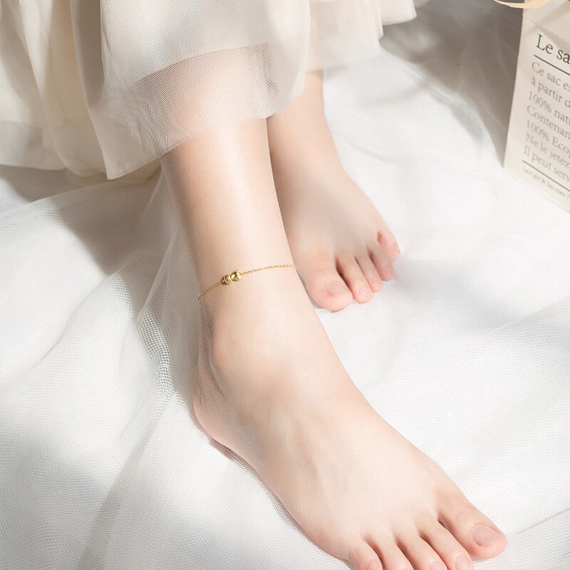 Mloveacc trendige 925 sterling silber goldene schleifen-fußkettchen für damen fuß- und knöchelschmuckherstellung