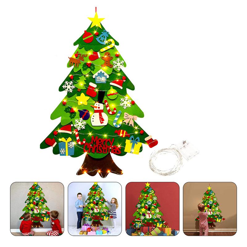 Voelde Kerstboom Met String Licht Opknoping Wanddecoraties (Geen Batterij)
