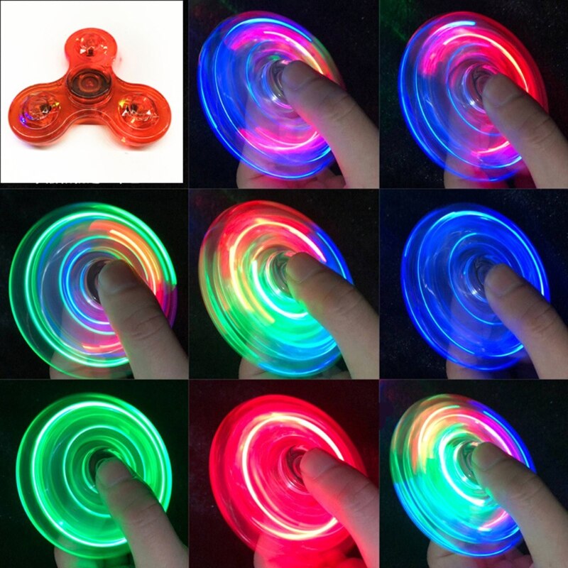 Transparent LED Light Fidget Spinner Hand Top Spinner EDC Spiner Finger Stress Relief Toys Kids Adult Toy