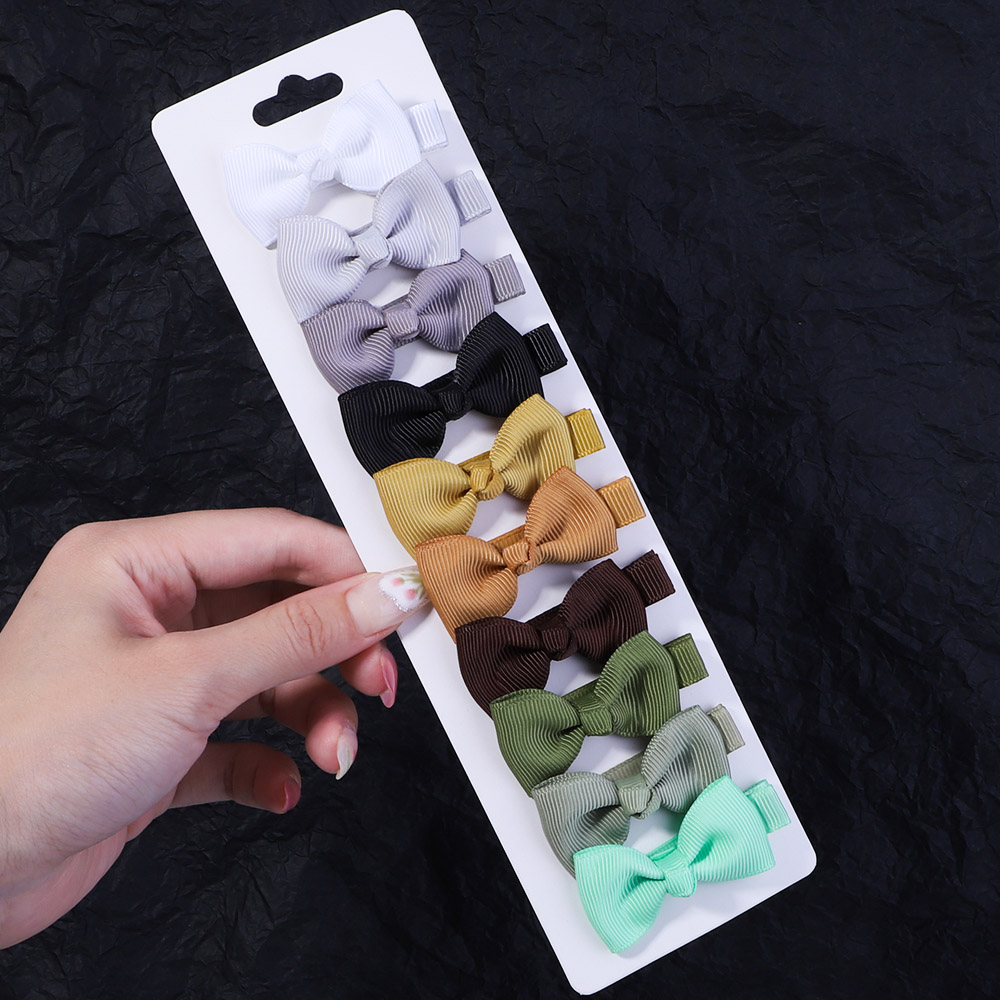 10 unids/set 2 ''lazos coloridos degradados pinzas para el cabello para niñas cinta hecha a mano horquillas con lazo pasadores accesorios para el cabello para niños: Gris oscuro