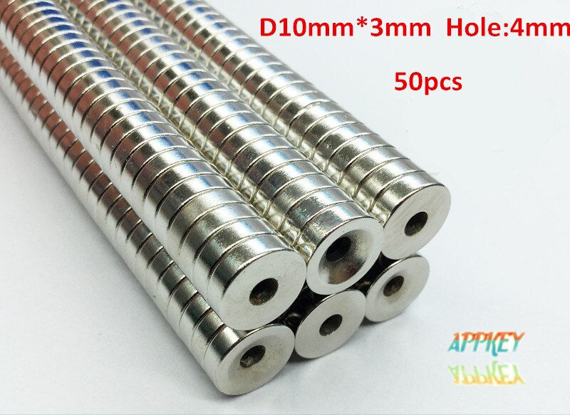 Gratis verzending sterke zeldzame aarde neodymium magneet  n50 10 x 3mm verzonken gat 4mm 50 stuks/partij