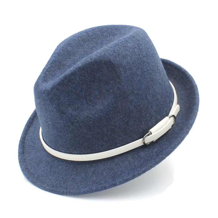 Women Men Wool Fedora Hat Winter Autumn Lady Trilby Homburg Church Derby Jazz Caps Size 56-58CM: Dark Blue