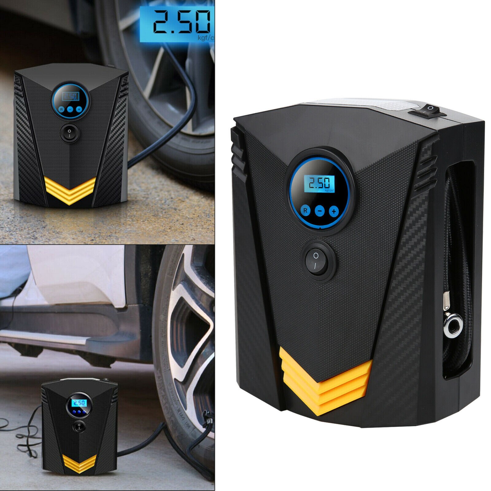 12V Elektrische Auto Band Inflator Pomp Digitale Draagbare Luchtcompressor & 3 Adapters Voor Auto Wiel Banden Elektrische