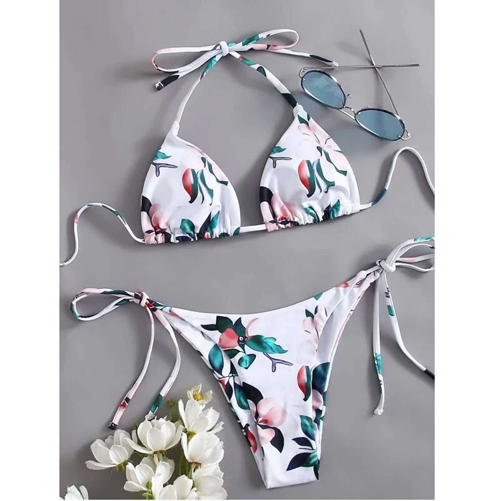 Dames Sexy Leaf Print Split Badpak Купальник Женский Купальник Купальники Женские Bikini Set Badmode Vrouwen Раздельный: M