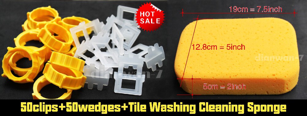 Tile Leveling System 50Pcs Pad Spacers Strap 50Pcs Balance Caps Tile Leveling System With Cleaning And Washing Sponge
