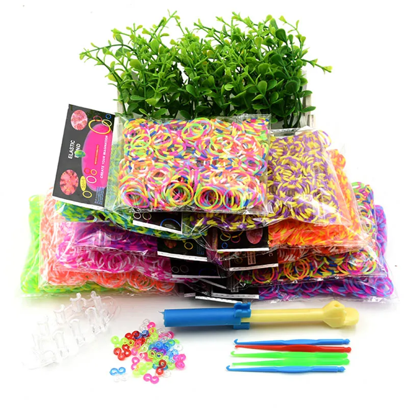 Bandes de caoutchouc pour métier à tisser, bandes arc-en-ciel, faire des bracelets tissés, jouets de bricolage, de Noël pour les enfants, artisanat d'art, 300 pièces