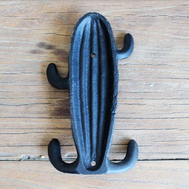 Vintage Cactus en fonte crochet mural avec 4 cintres ferme maison Accents rustique maison jardin mur décoratif en métal crochets muraux