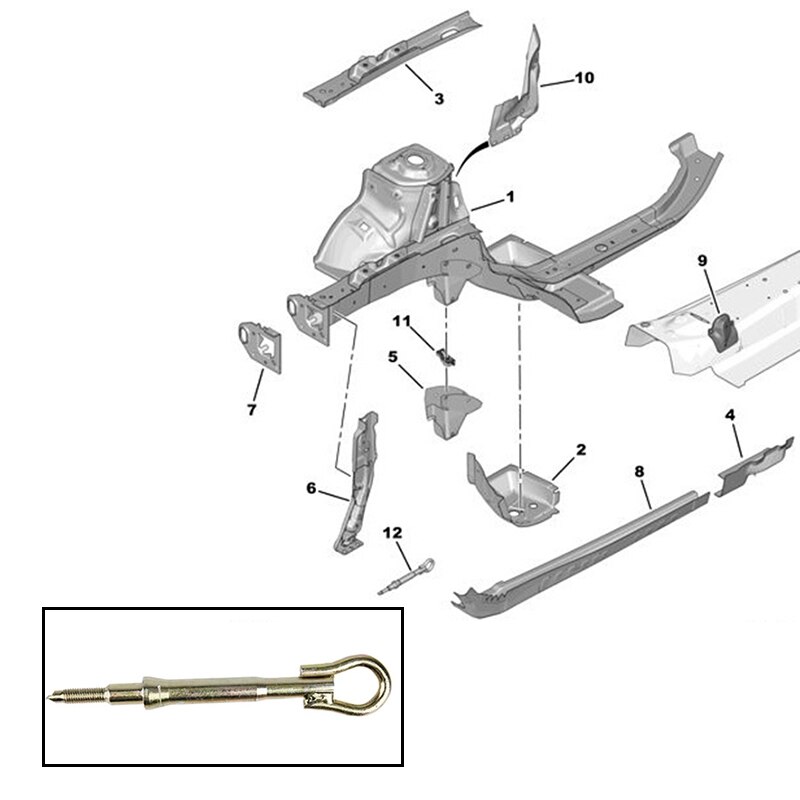 Crochet de remorquage de remorque pour Peugeot 674421 7212ZJ 7212SQ, pour Peugeot 301 307 308 206 408 508 Sega Triumph, pour Citroen C3 C2 C4 C5
