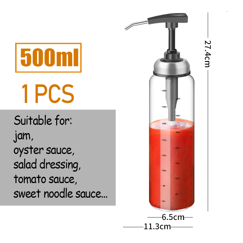 Oil Bottle Squeeze Sauce Bottle Kitchen Seasoning Dispenser Lead-free Glass Sealed Storage Bottles For Oyster Sauce Ketchup: 500ML 1 pcs