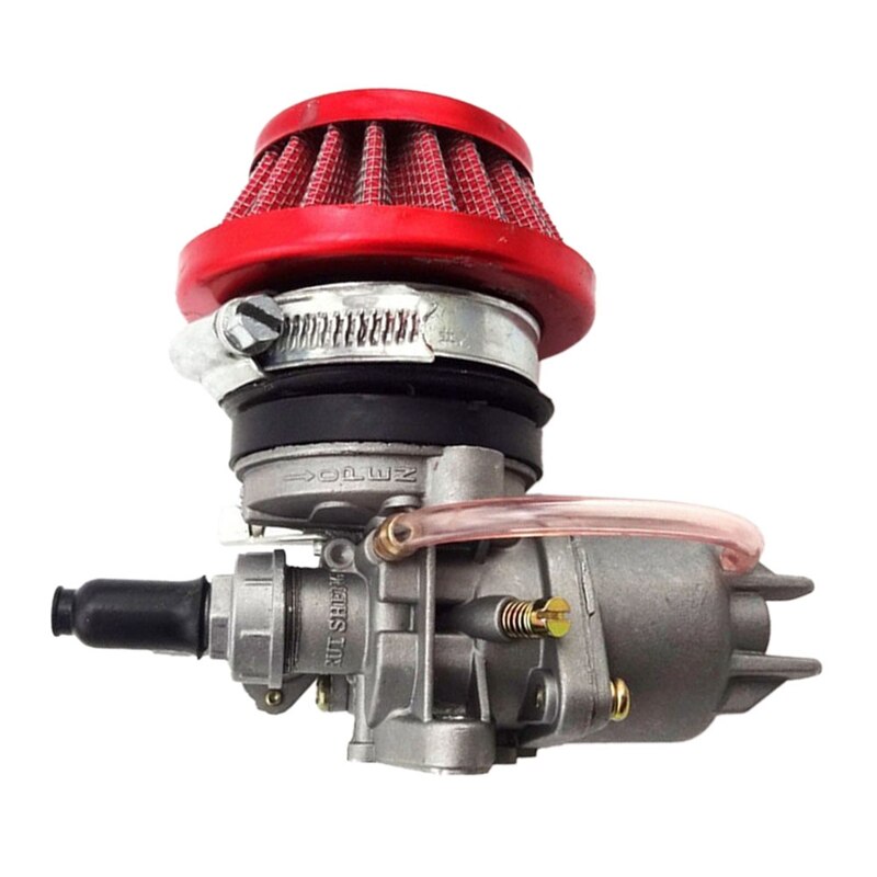 Karburator carb carby + luftfilter + stak til 2- takts 47cc 49cc motordele mini moto kids atv quad snavs lomme cykel minimoto: Rød og sølv