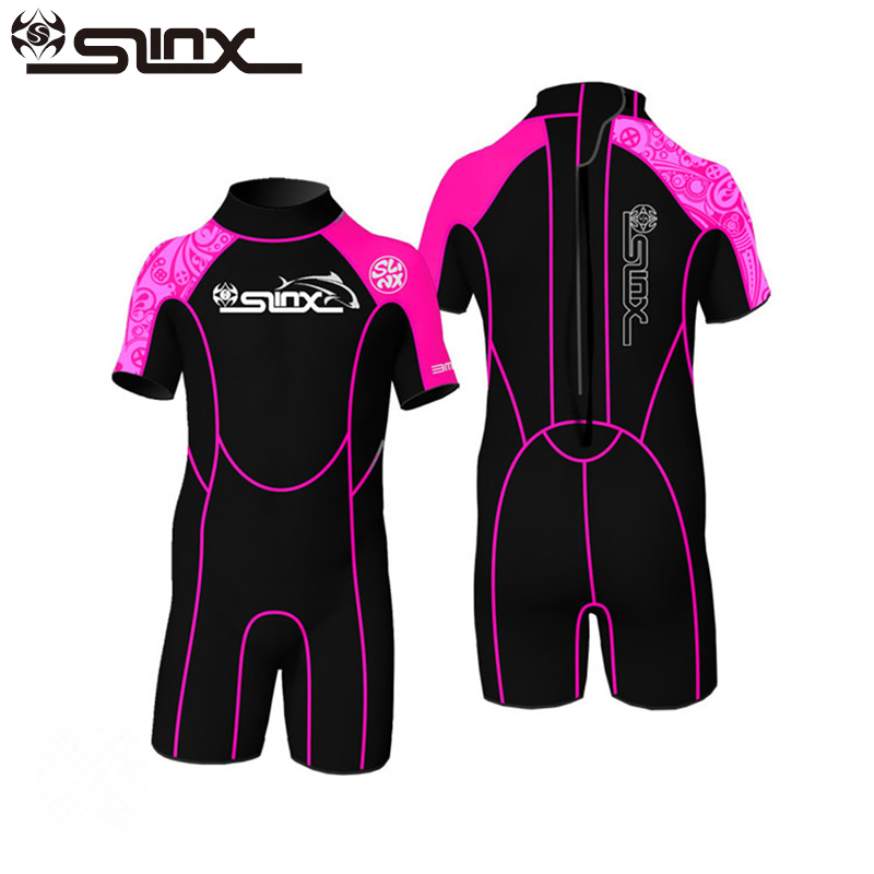 Slinx 2mm Neoprene Kids Shorty Wetsuit Boys Girls Swim Scuba Diving Wet Suit Snorkeling Surf Wear Rash Guard Clothes 3 Colors: Red / S