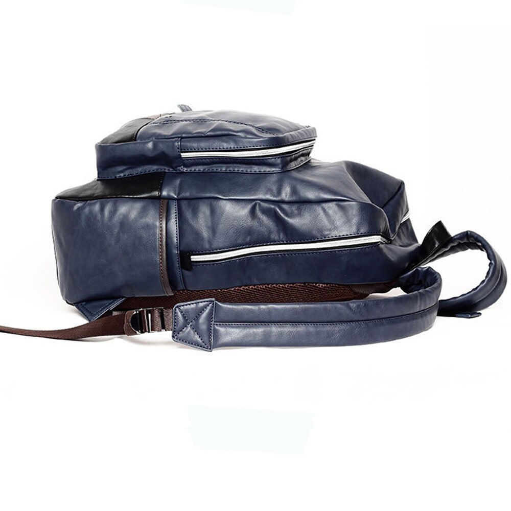 Mode mannen blauw lederen rugzak casual school tassen voor tieners desiger motocycle rugzakken 2 kleuren mochila de couro rugtas